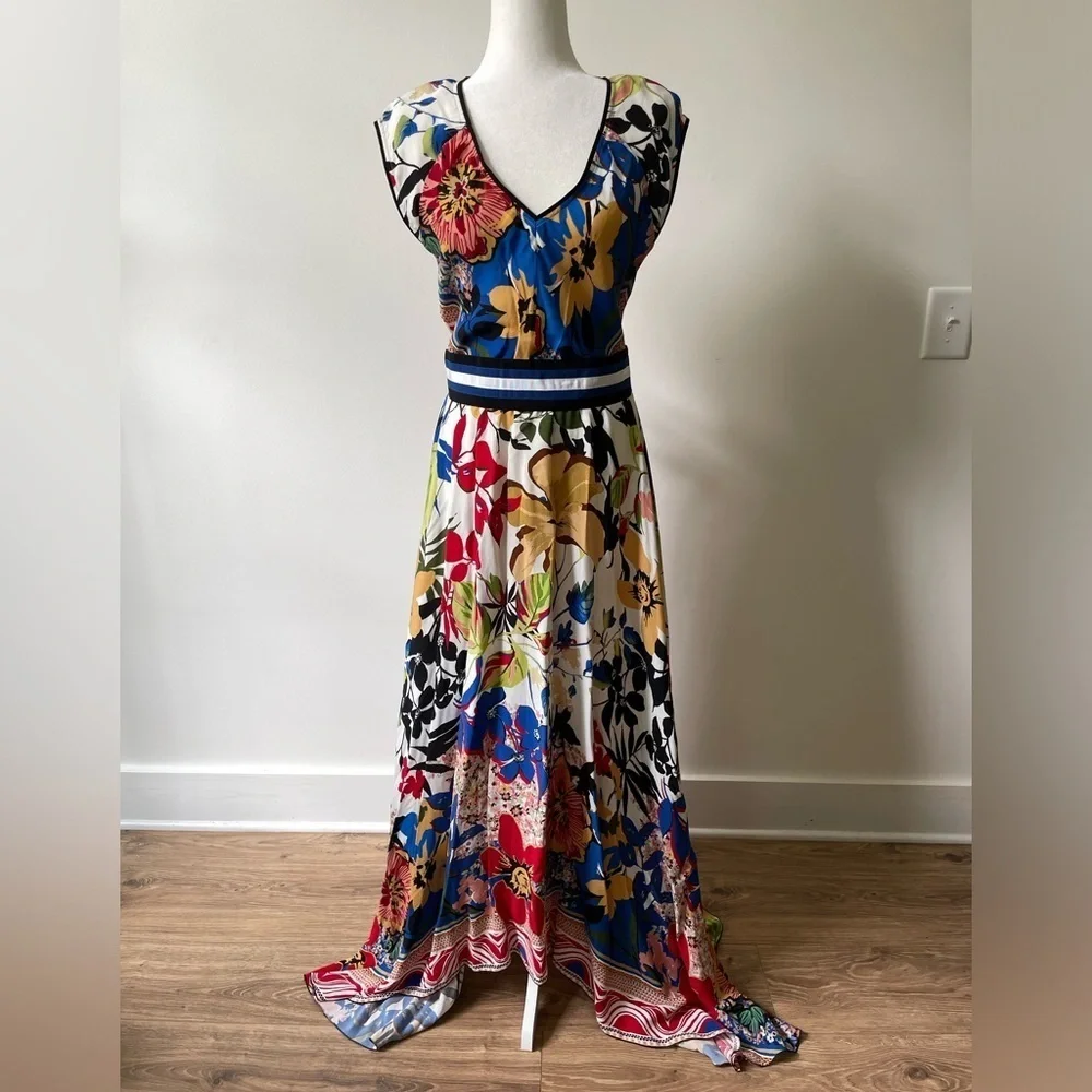 SFIZIO Colorful Floral Maxi Dress Size L Tall Sleeveless - Picture 1 of 10